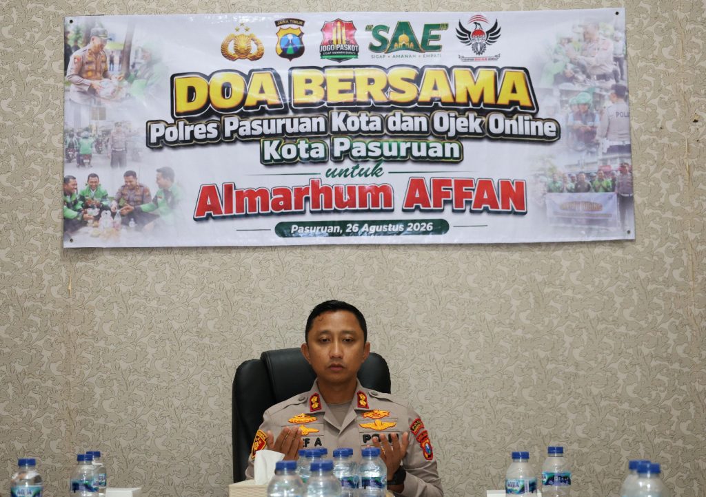 Kapolres Pasuruan Kota Doa Bersama Komunitas Ojol untuk Almarhum Affan